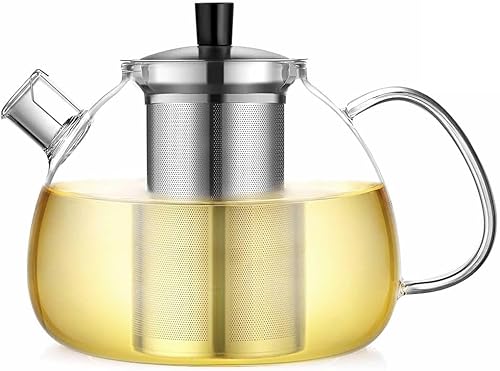 Miniatura 8 de Tetera de vidrio grande XL de 67 onzas con infusor para estufa, tetera para vasos de té sueltos, tetera de vidrio para estufa, tetera transparente