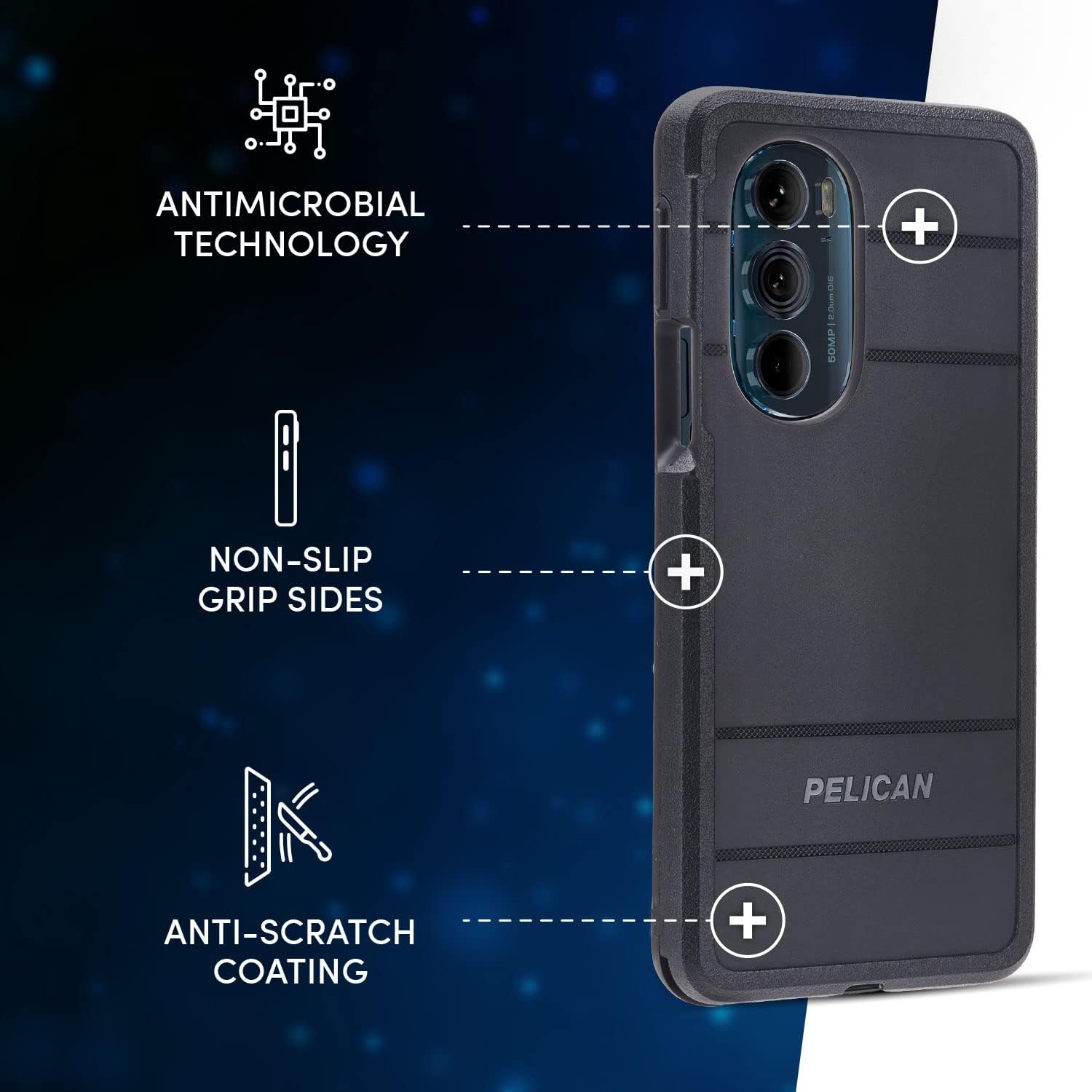 Pelican Voyager Series - Motorola Edge Plus 2022 Case [Wireless Charging Compatible] [Anti-Scratch] Heavy Duty Rugged Phone Case w/Belt Clip Holster Kickstand [18FT MIL-Grade Drop Protection] - Black