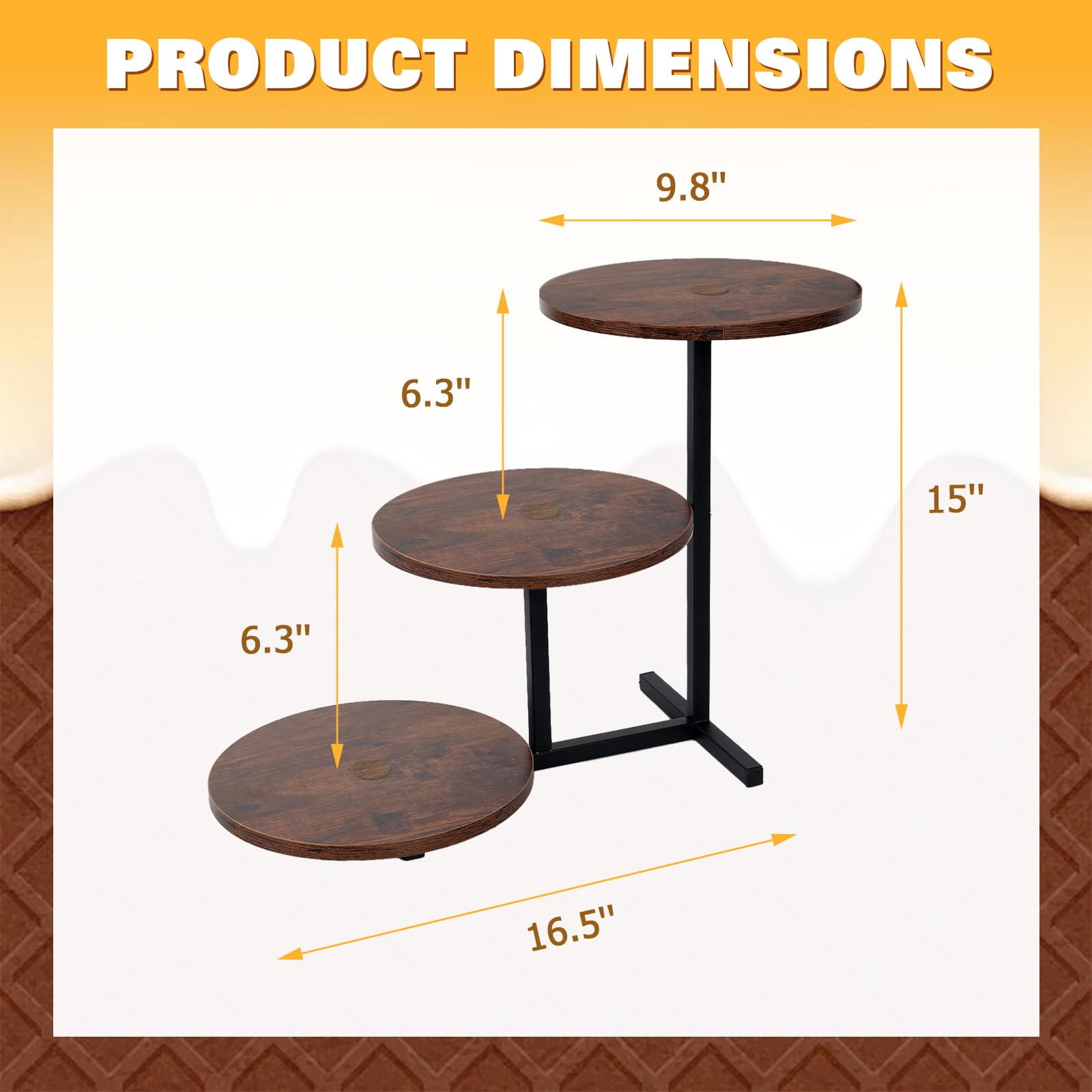 TWSOUL Alzata in legno a 3 ripiani, 3 pezzi, diametro 25 cm, per 50 cupcake, come torte, frutta, biscotti, caramelle, per matrimoni, compleanni, tè pomeridiano, feste