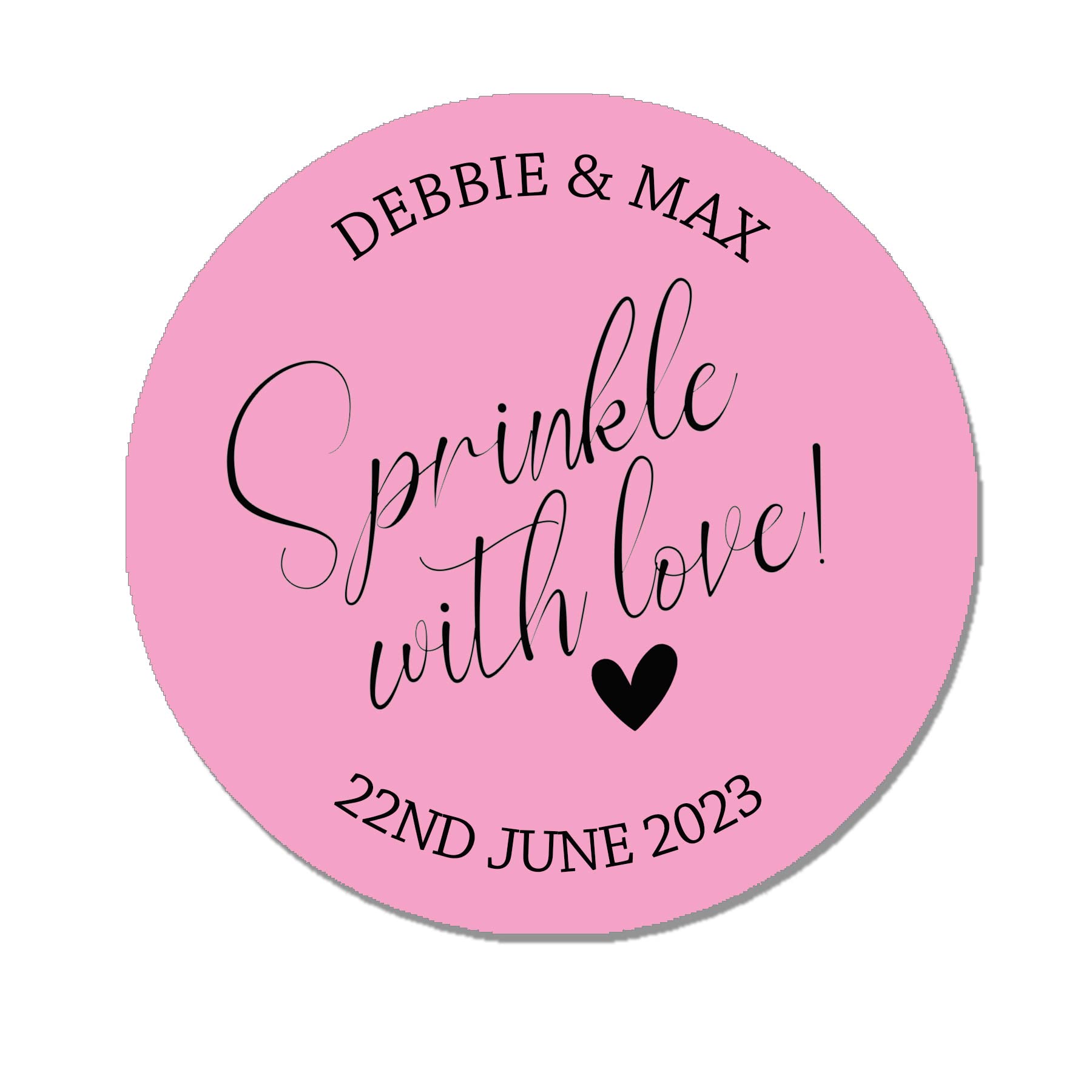 Treasured Forever Pink 35 Personalised Confetti Wedding Stickers Sprinkle The Love Sage, Throw Me, Cone Bags Favour Luxury - Sprinkle With Love (Pink)