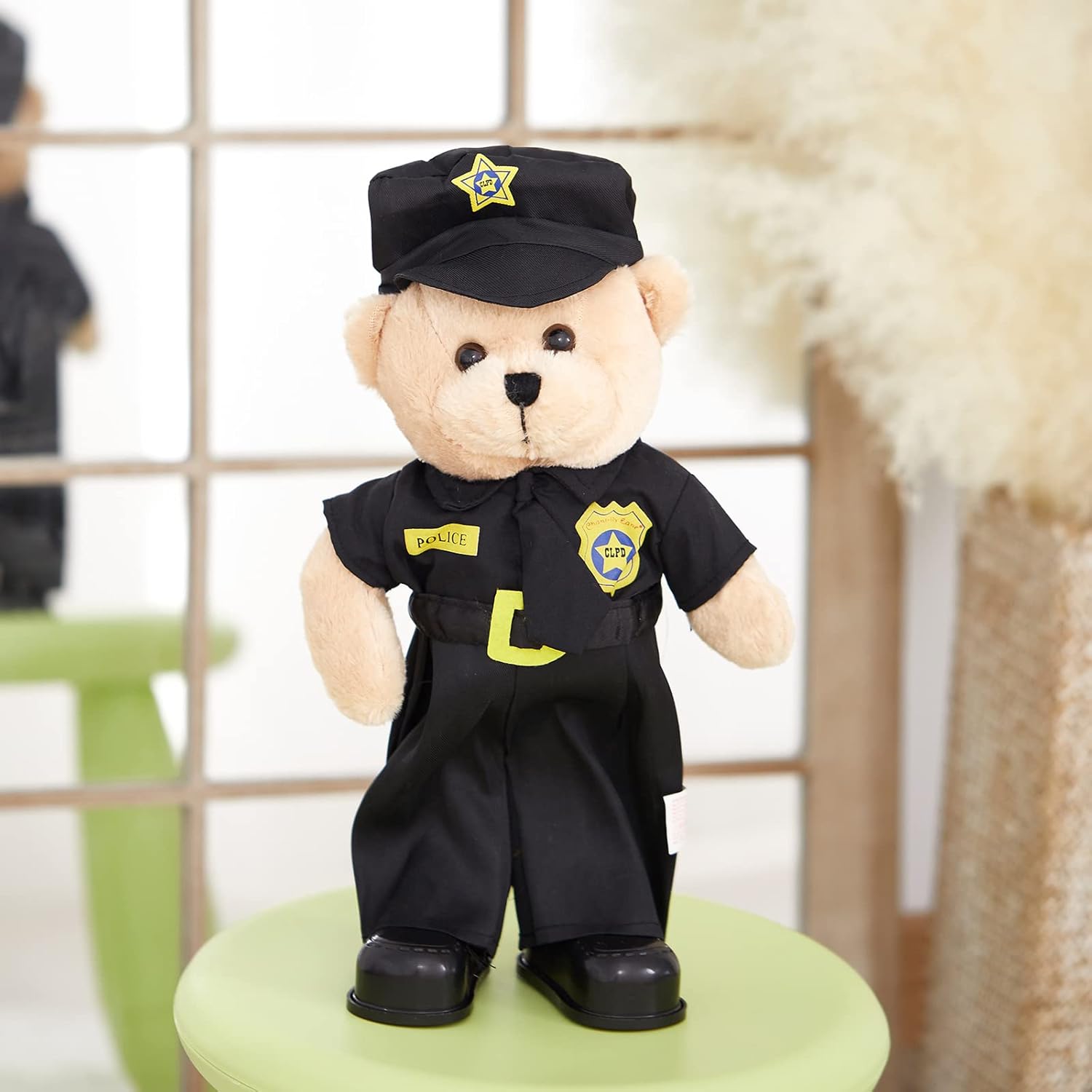 Houwsbaby 14" Electronic Police Teddy Bear Stuffed Animal Dancing Music Singing Waving Interactive Teddy Bear Plush Toy Presents for Kids Boys Girls Birthday - Image 2