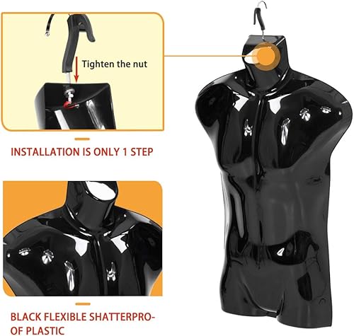 Miniatura 5 de 4 piezas de maniquí masculino para torso, maniquí de costura de 30 pulgadas de altura, modelo de maniquí, vestido de cabeza, maniquí, forma de ropa,