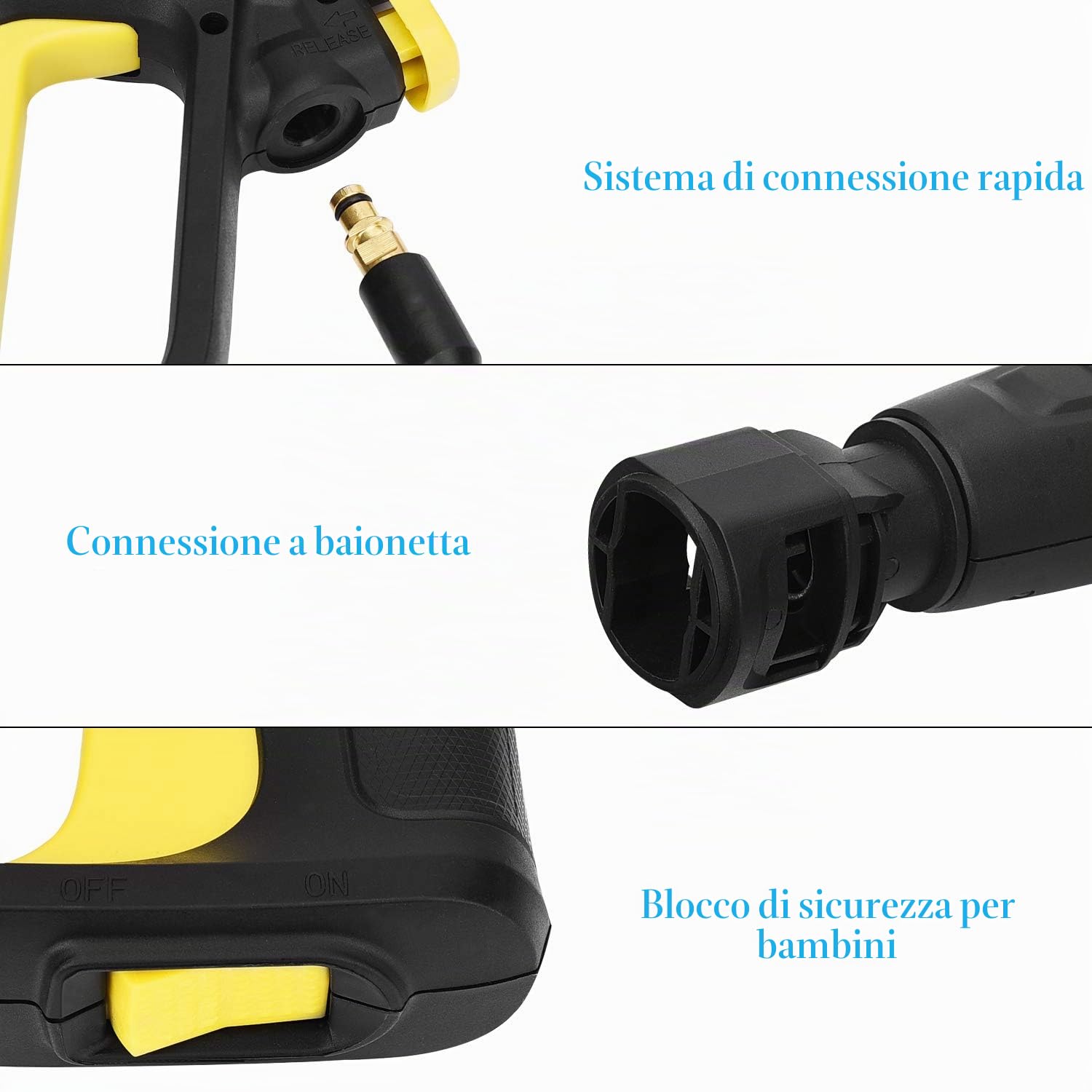 Lancia a Pistola per Idropulitrice Kärcher K2 K3 K4 K5 K6 K7 Serie, Accessori di Ricambio Kit Ugello a Spruzzo Regolabile Pistola a Spruzzo e Lancia Spray per Lavaggio Auto