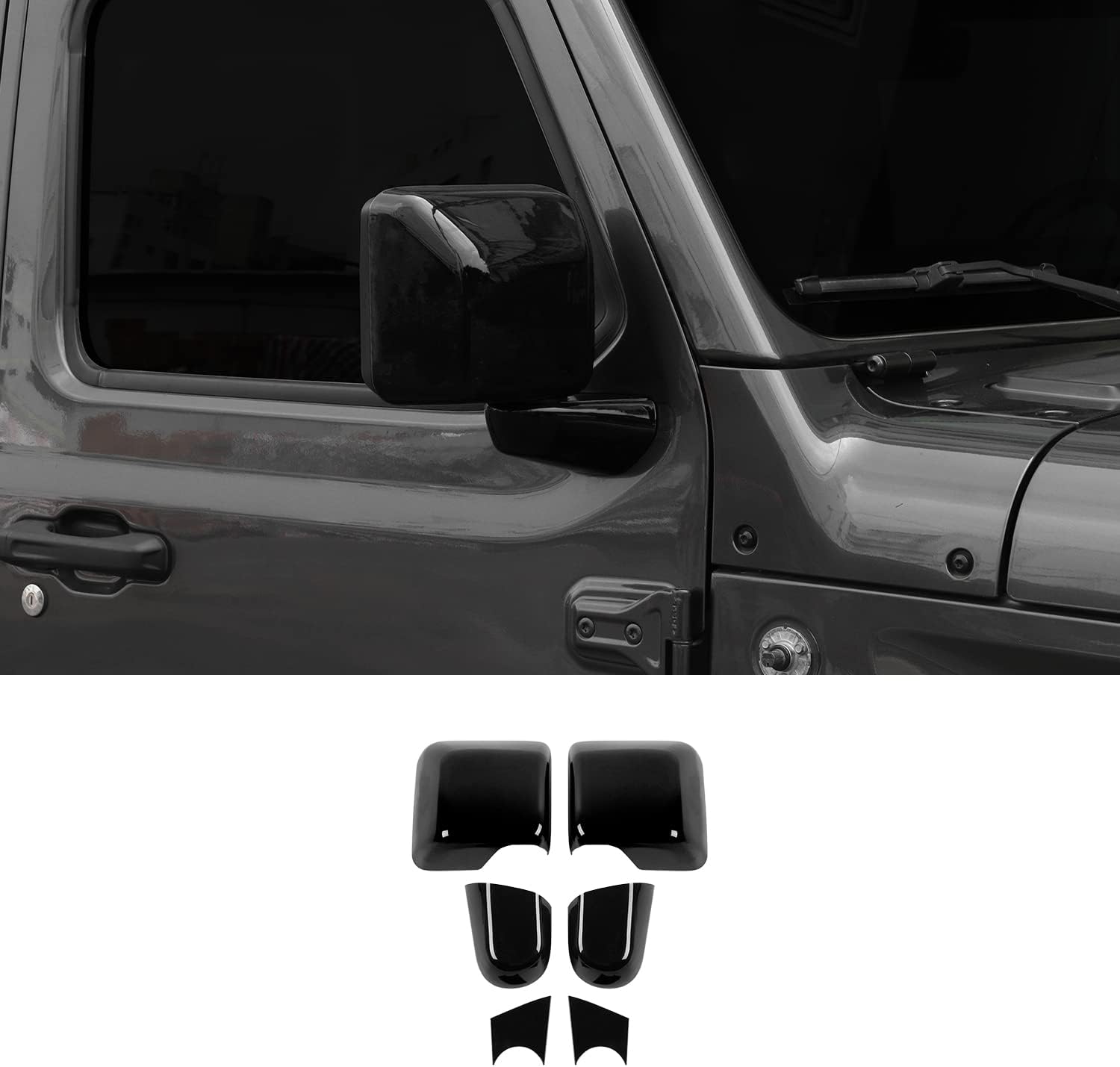CheroCar for JL Mirror Cover, Rearview Mirrors Side Mirror Cover Decoration Trim Kit Compatible with 2018-2023 Jeep Wrangler JL JLU & Gladiator JT,Black…
