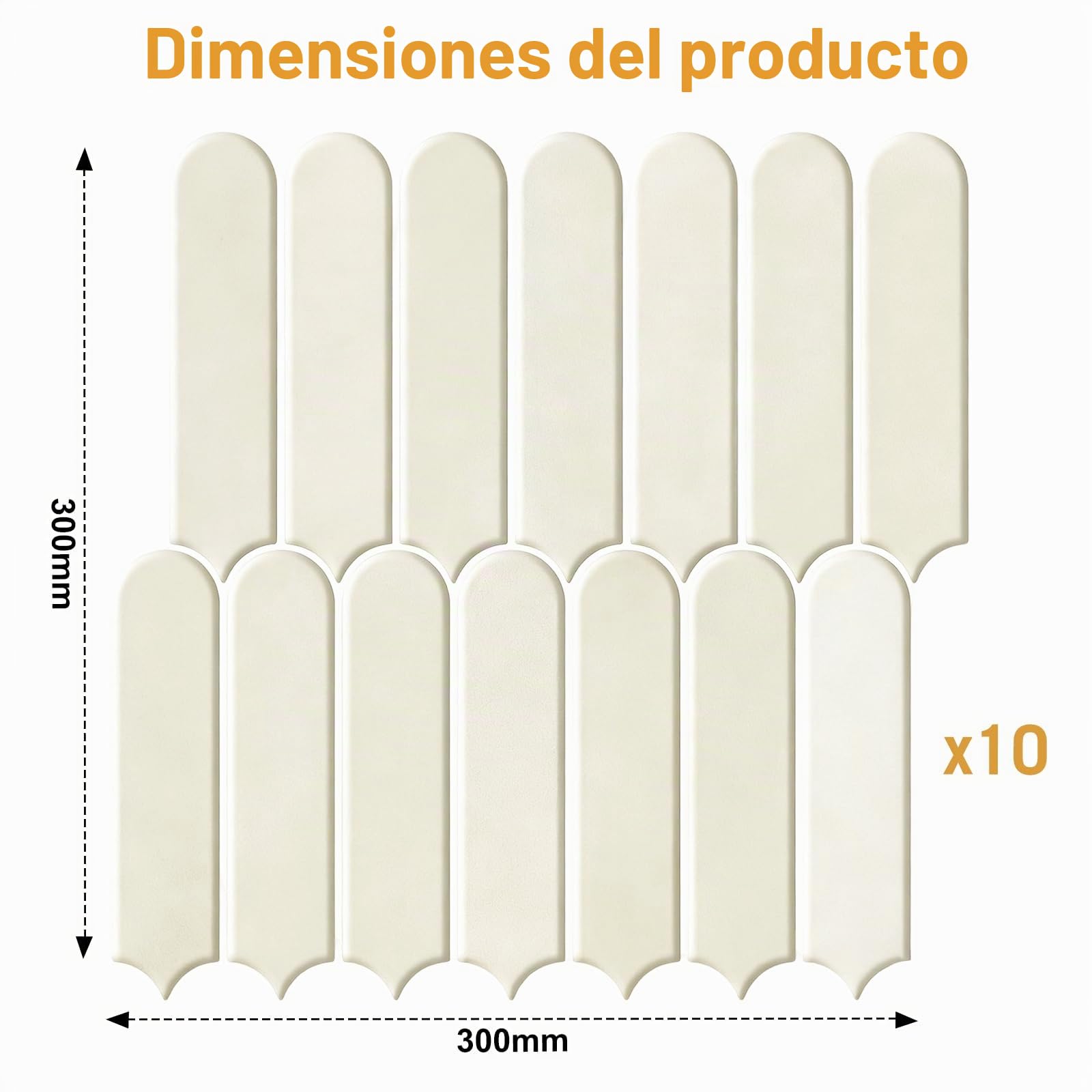 Azulejos adhesivos para cocina, azulejo 3D, 10 unidades, azulejos de cocina autoadhesivos, para pared posterior de cocina, azulejos de pared autoadhesivos, 30 x 30 cm (color crema)