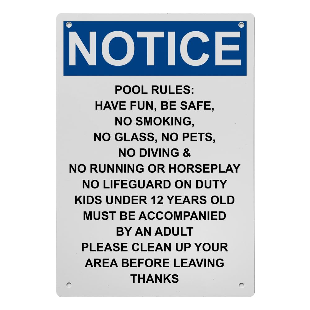 OSHA Pool Rules: Have Fun, Be Safe, Sign, 8.5 x 11 in