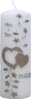 Hochzeitskerze Nina und Tino mit Namen und Datum, individuell, handverziert 1245
