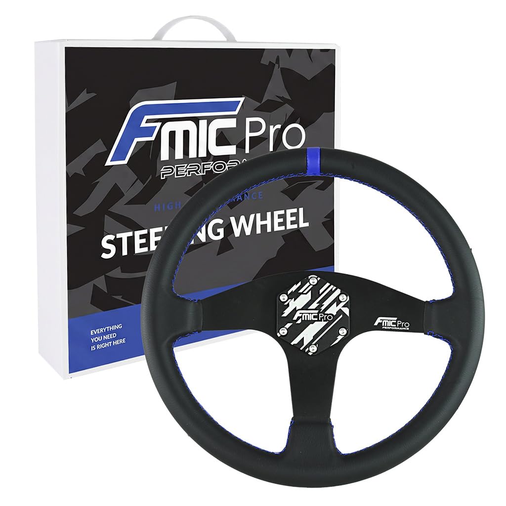 fmic.eu PERFORMANCE Kierownica sportowa Classic skóra 350 mm przesunięcie 33 mm niebieska