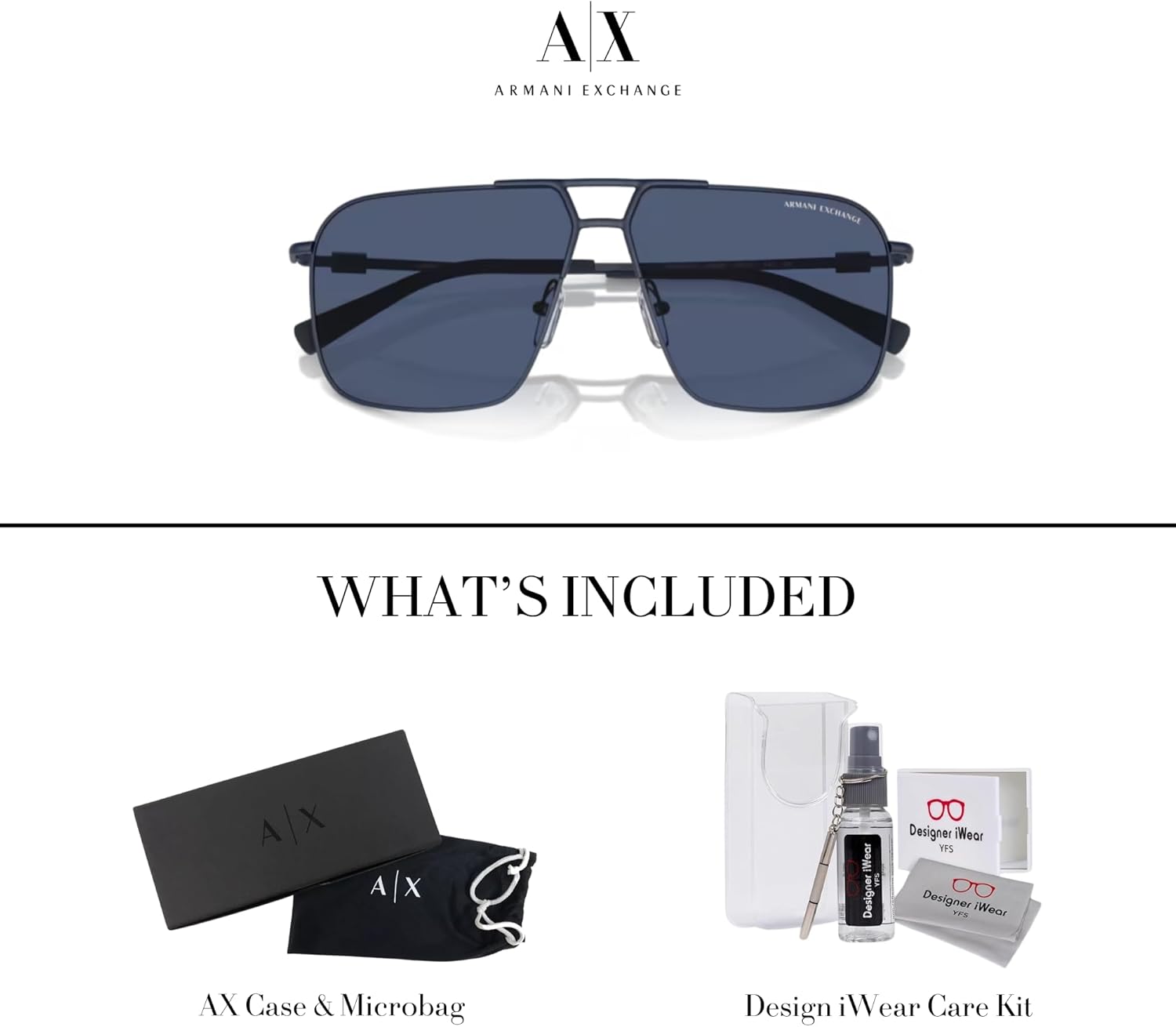 Armani Exchange AX2050S Aviator Sunglasses for Men +BUNDLE with ACCESSORY EYEWEAR KIT - Image 6
