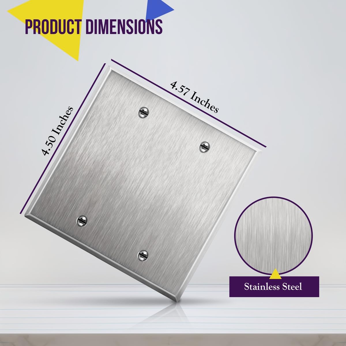ENERLITES Blank Device Metal Wall Plate, Corrosion Resistant, Size 2-Gang 4.50" x 4.57", UL Listed, 7702-10PCS, 430 Stainless Steel, Silver (10 Pack)