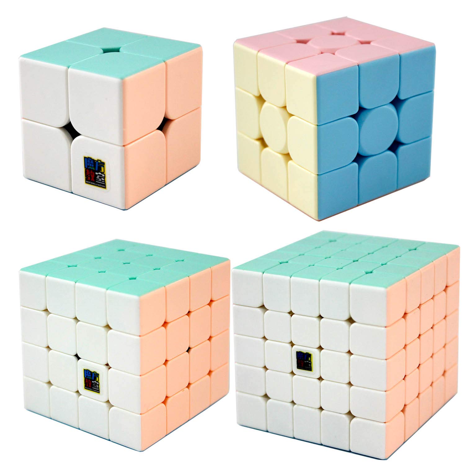 Gobus MoYu Cuing Classroom Mofangjiaoshi MFJS Meilong Dessert Colour series 4 cube including 2x2x2 3x3x3 4x4x4 5x5x5 cubes Stickerless
