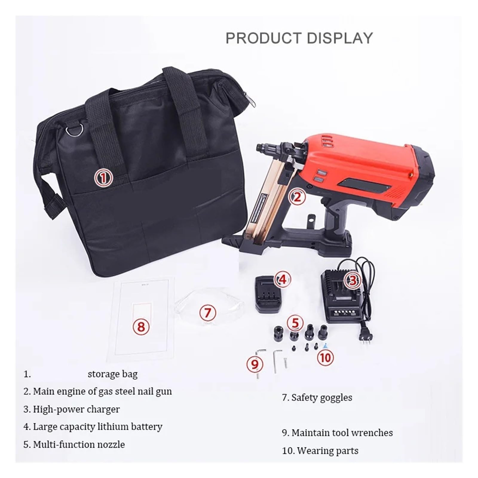 Pistola sparachiodi elettrica portatile, Pistola Sparachiodi Ad Aria Professionale Pistola Sparachiodi In Acciaio A Gas Elettrico Idraulico Pistola Sparachiodi A Diritta per Incorniciatura, Falegnamer