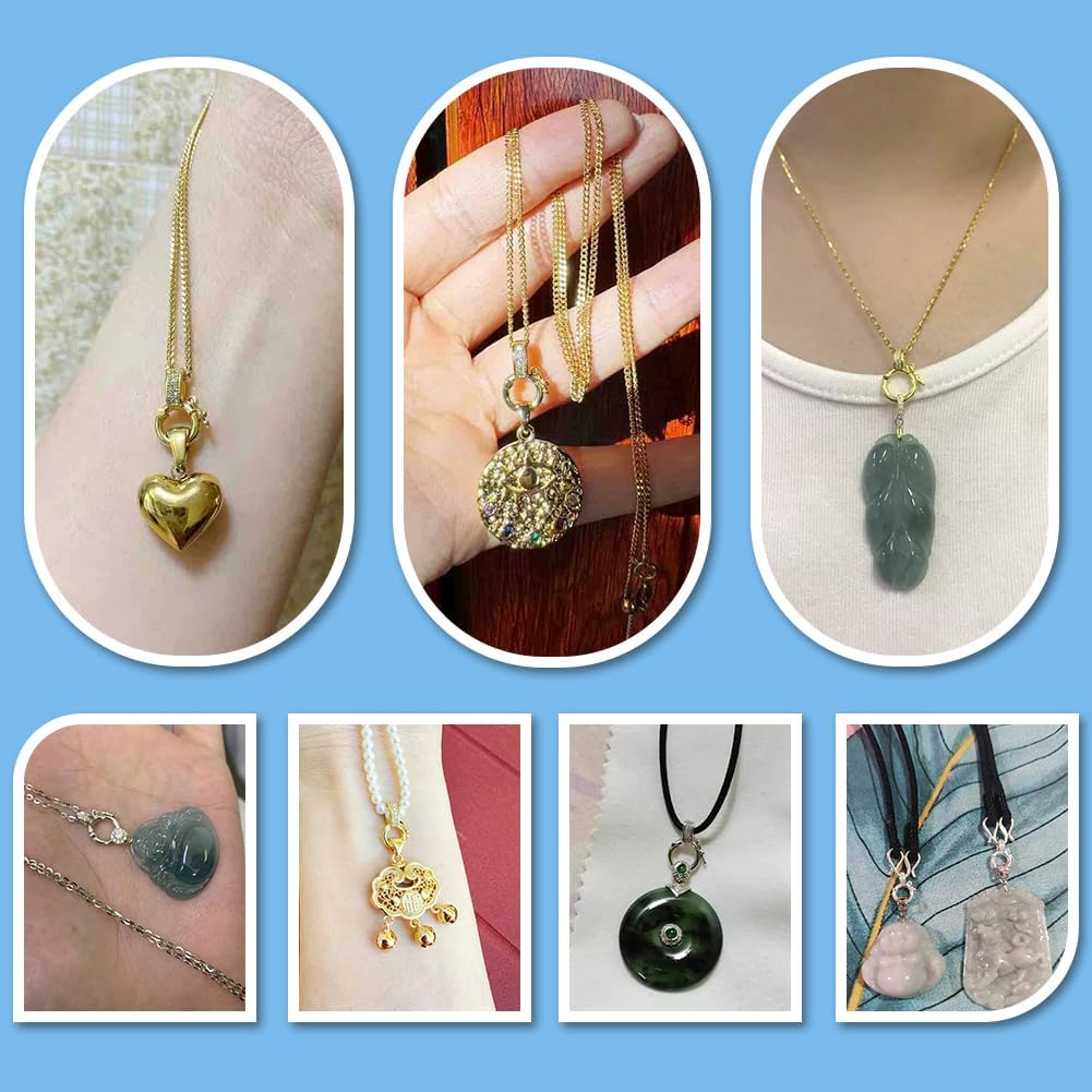 PH PandaHall 2pcs 925 Sterling Silver Enhancer Clasps, 14x11mm Jewelry Clasps Cubic Zirconia Clasps Connector Bracelet Clasp Pendant Bail Clasps for DIY Necklace Jewelry Crafts Making, Golden/Platinum - Image 5