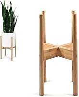 Vista 15 de Fox & Fern Soporte Grande Ajustable para Plantas de Interior — 11 a 15 Pulgadas, Soporte Premium de Bambú Estilo Moderno de Mediados del Siglo