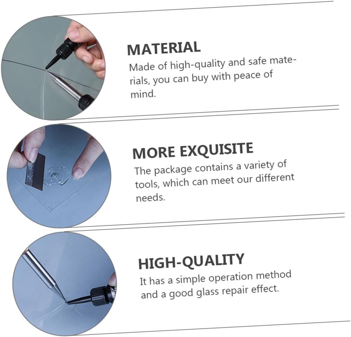 1set Glass Repair Tool Kit for Windshield Cracks Glass Repair for Long Cracks and Pits Simple Application Suitable for Old and Damage