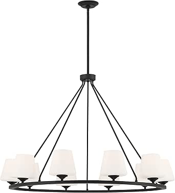 Crystorama Keenan 10 Light Matte Black Chandelier with Glass Shades