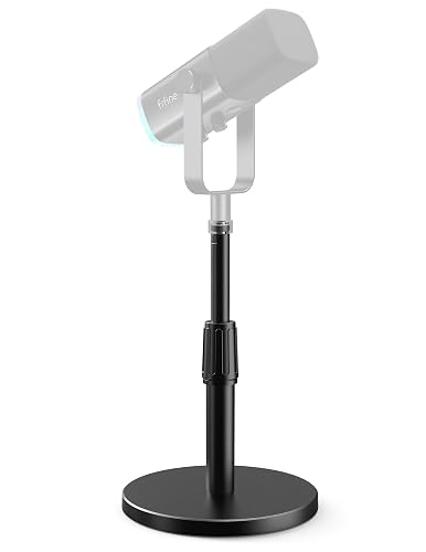 FIFINE Desktop Microphone Stand, Heavy-Duty Metal Adjustable Table Mic Stand with 5/8" Male to 3/8" Female Screw Adapter, 4 Non-Slip Pads Compatible with Microphones for Recording, Streaming-BS1 - Black