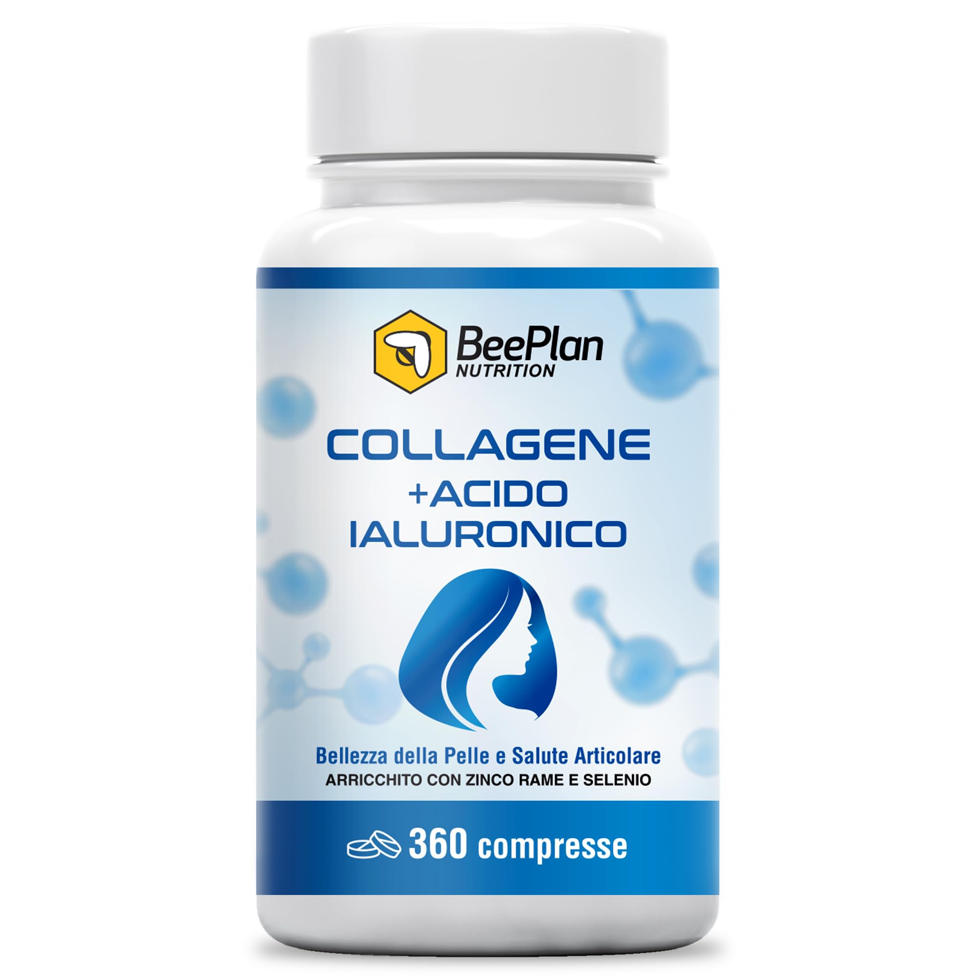 COLLAGENE 360 Compresse - Collagene Idrolizzato 2000 mg - Collagene e Acido Ialuronico - Pelle Luminosa, Articolazioni Sane e Ossa Forti - NUOVA Formula Potenziata - Made in Italy