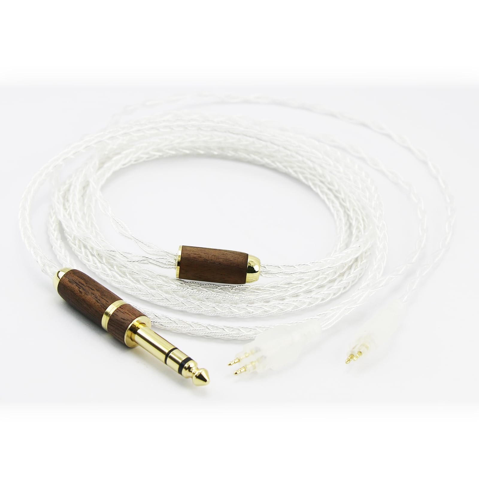 NewFantasia Cavo audio di ricambio compatibile con cuffie Sennheiser HD650 HD600 HD580 HD660S HD660S2 HD58X HD6XX 6N OCC rame placcato argento cavo guscio in legno di noce adattatore 3,5 mm/6,35 mm