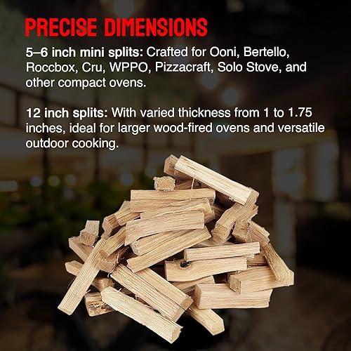 Miniatura 6 de Mini horno de pizza de madera, troncos de leña de 6 pulgadas, partidas de madera dura de cereza para hornos de pizza portátiles de leña, fabricado