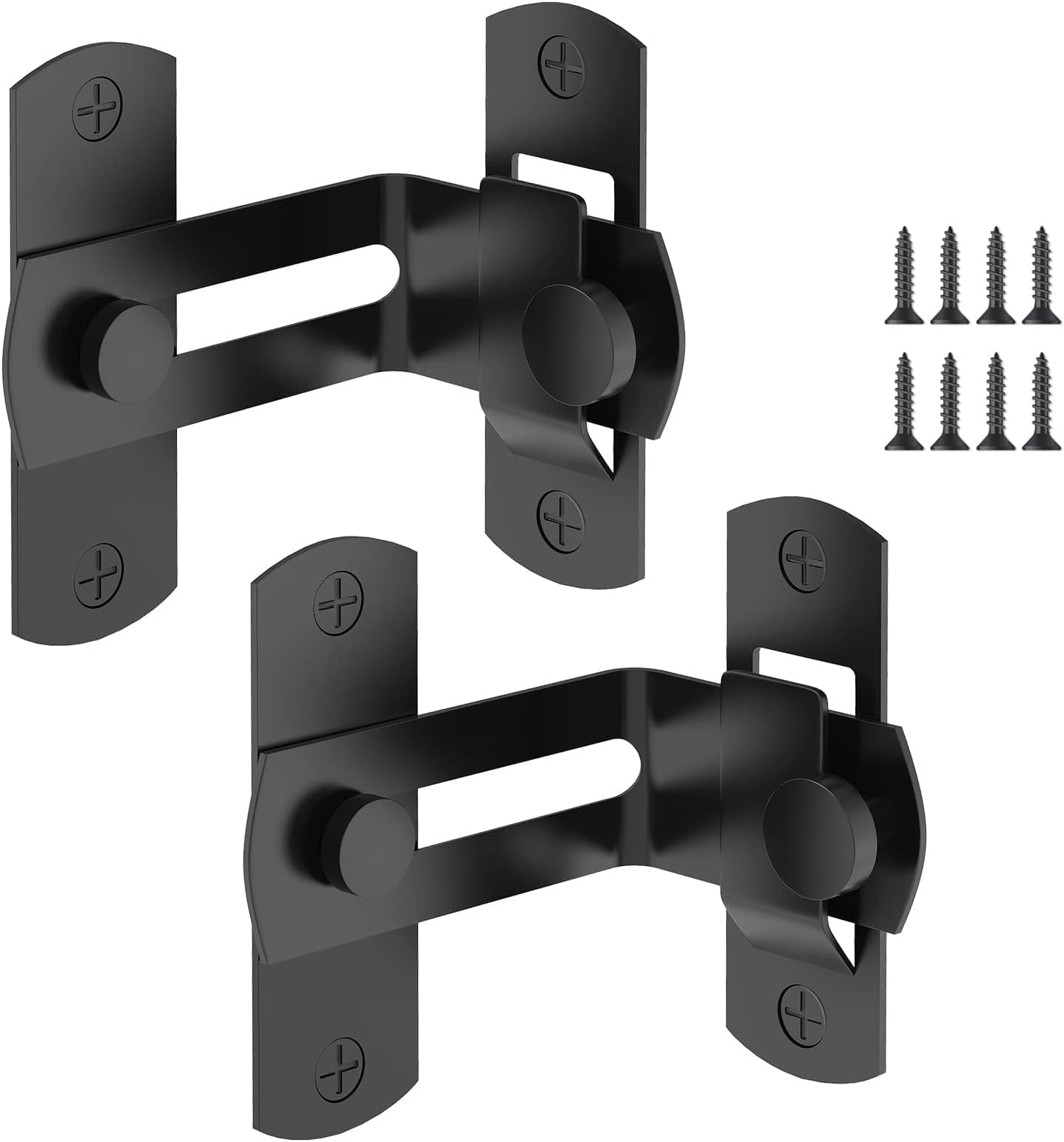 – Door Hardware Latch, 2 PCS Black Barn Door Lock, 360掳 Rotating Hook Latch with Easy Installation, Right Angle Security Lock for Sliding Door, Gate, Cabinet, Furniture, Pet Safety