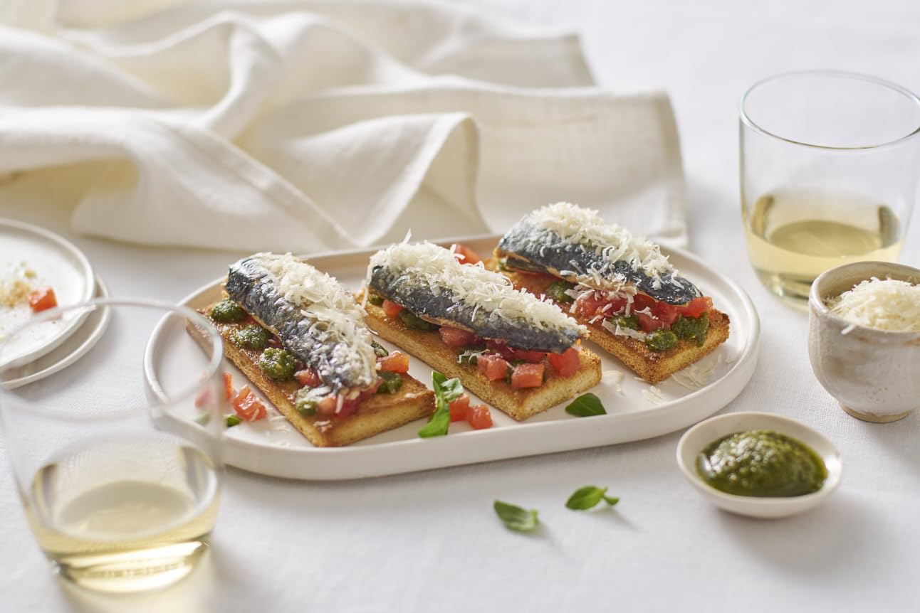 Ortiz Sardines A la Antiqua 'Old Style', Moist and Tender, Wild Caught in Spain and Hand-Packed in Premium Extra Virgin Olive Oil, Enjoy in Salads, Sandwiches and on Toast, 6.7oz Jar (Pack of 6)