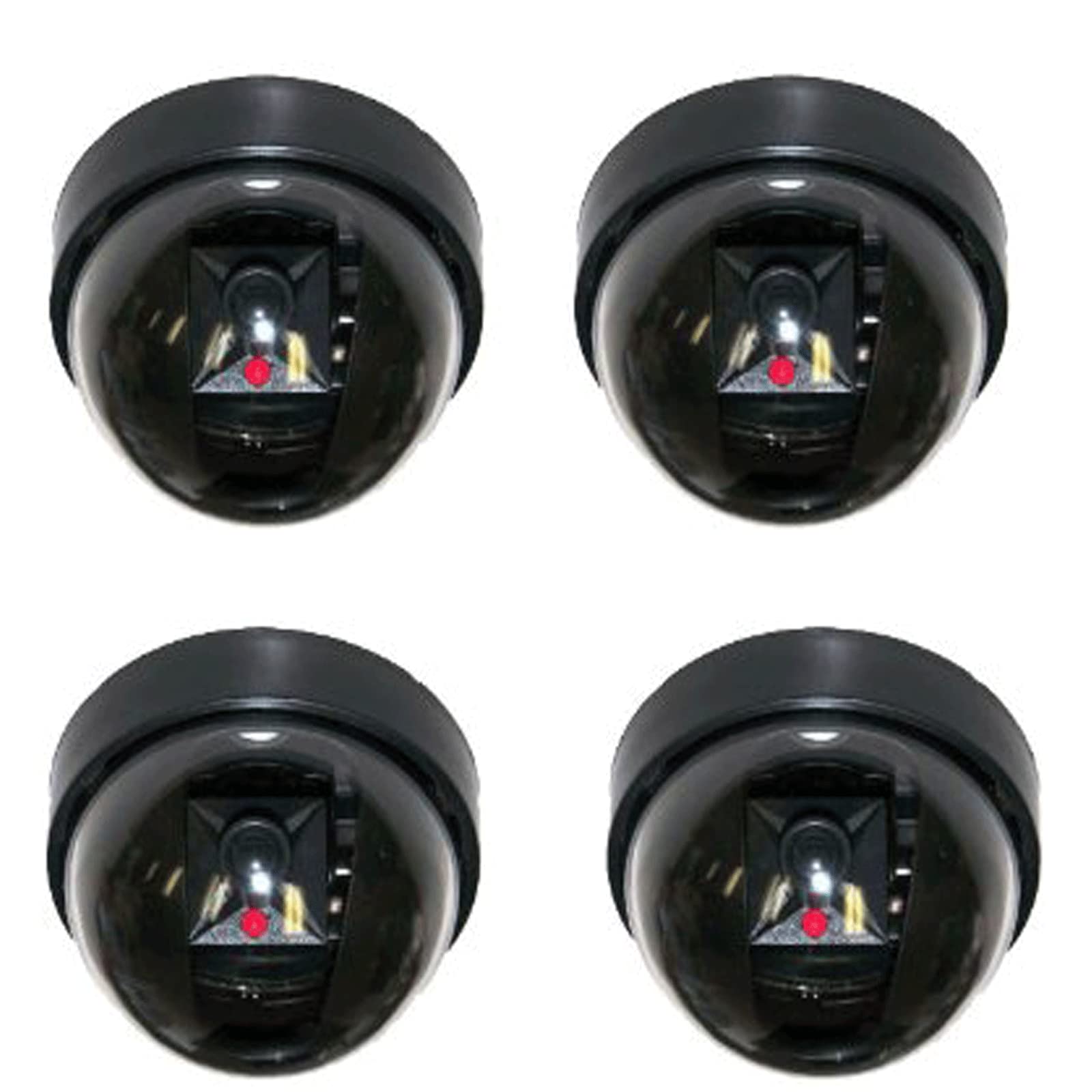 VideoSecu 4 Pack Dummy Fake Security CCTV Dome Cameras with Flashing Red LED Light Cost-Effective Surveillance Imitation Simulated Dome Camera WE5