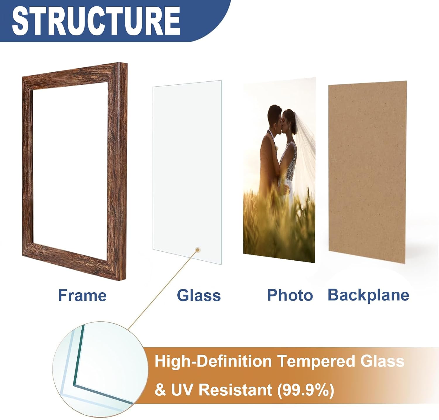 4x6 Picture Frames Collage Wall Decor, Wall Hanging Picture Frames Collage with 2 Opening Rustic Brown - Image 3