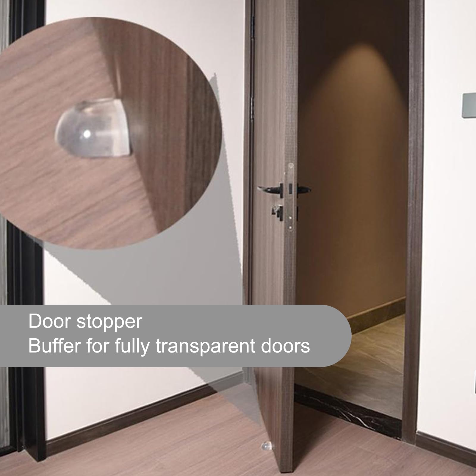 4 Fermaporta Trasparenti Adesivi - Semicircolari Per Pavimenti Duri, Protezione Muri - Foto 2