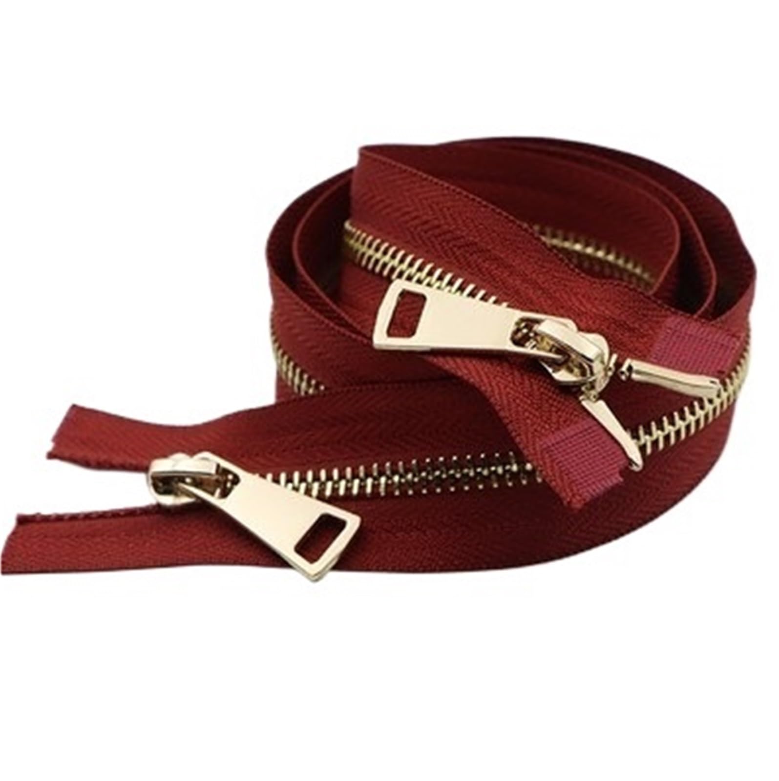 Two Way Separating Zipper, Two Way Separating Zipper Size 5 Multicolor 80cm Metal Gold Teeth Double Sliders(Wine red)