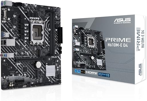 ASUS PRIME H610M-E D4 intel 14th/13th/12th Generation CPU Compatible with LGA1700 H610 DDR4 mATX Motherboard