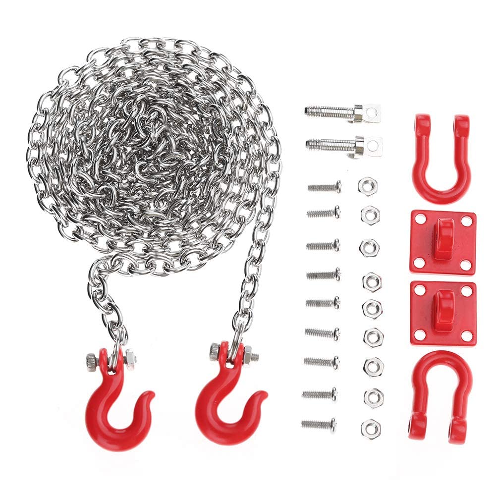 Tbest Ganci di Traino RC fissati, Accessorio Modello Auto Modello di Catena di Traino in Metallo RC per Ciniglia Arrampicata Auto