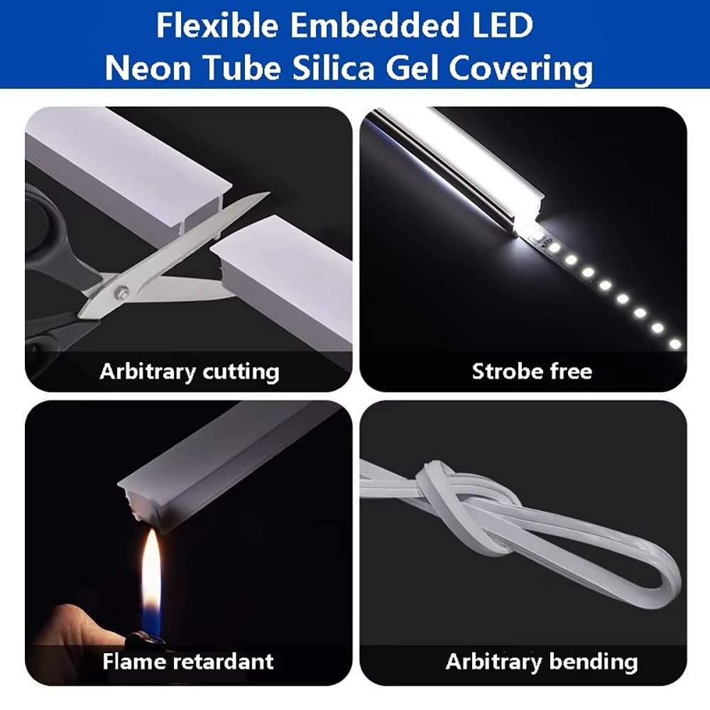 3 Meter langer, schneidbarer LED-Neon-Silikonkanal(Black,F2020)
