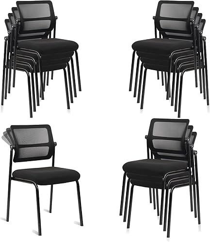 Miniatura 9 de CLATINA 4PK - Sillas de escritorio apilables de malla, portátil, apilables, a granel, para sala de espera, sin brazos, con respaldo ajustable y Tela