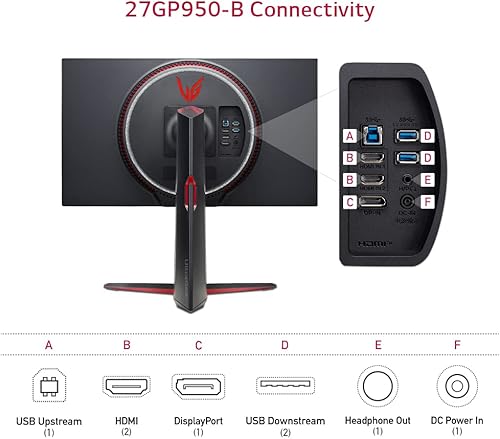 Miniatura 4 de LG 27GP950-B Ultragear UHD (3840 x 2160) Nano IPS Monitor para juegos con tiempo de respuesta de 1 ms, frecuencia de actualización de 144 Hz,