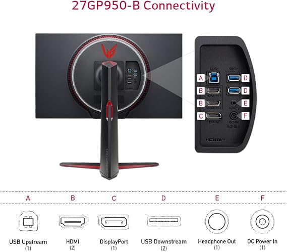 LG 27GP950-B 27 Ultra Gear UHD 3840 x 2160 Nano IPS Gaming Monitor with 1ms & 144Hz Refresh Rate for NVIDIA G-SYNC AMD FreeSync Pro, DCI-P3 98% VESA Display HDR 600 - Black