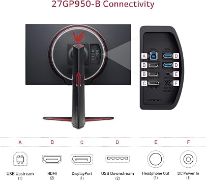 LG 27GP950-B 27 Ultra Gear UHD 3840 x 2160 Nano IPS Gaming Monitor with 1ms & 144Hz Refresh Rate for NVIDIA G-SYNC AMD FreeSync Pro, DCI-P3 98% VESA Display HDR 600 - Black