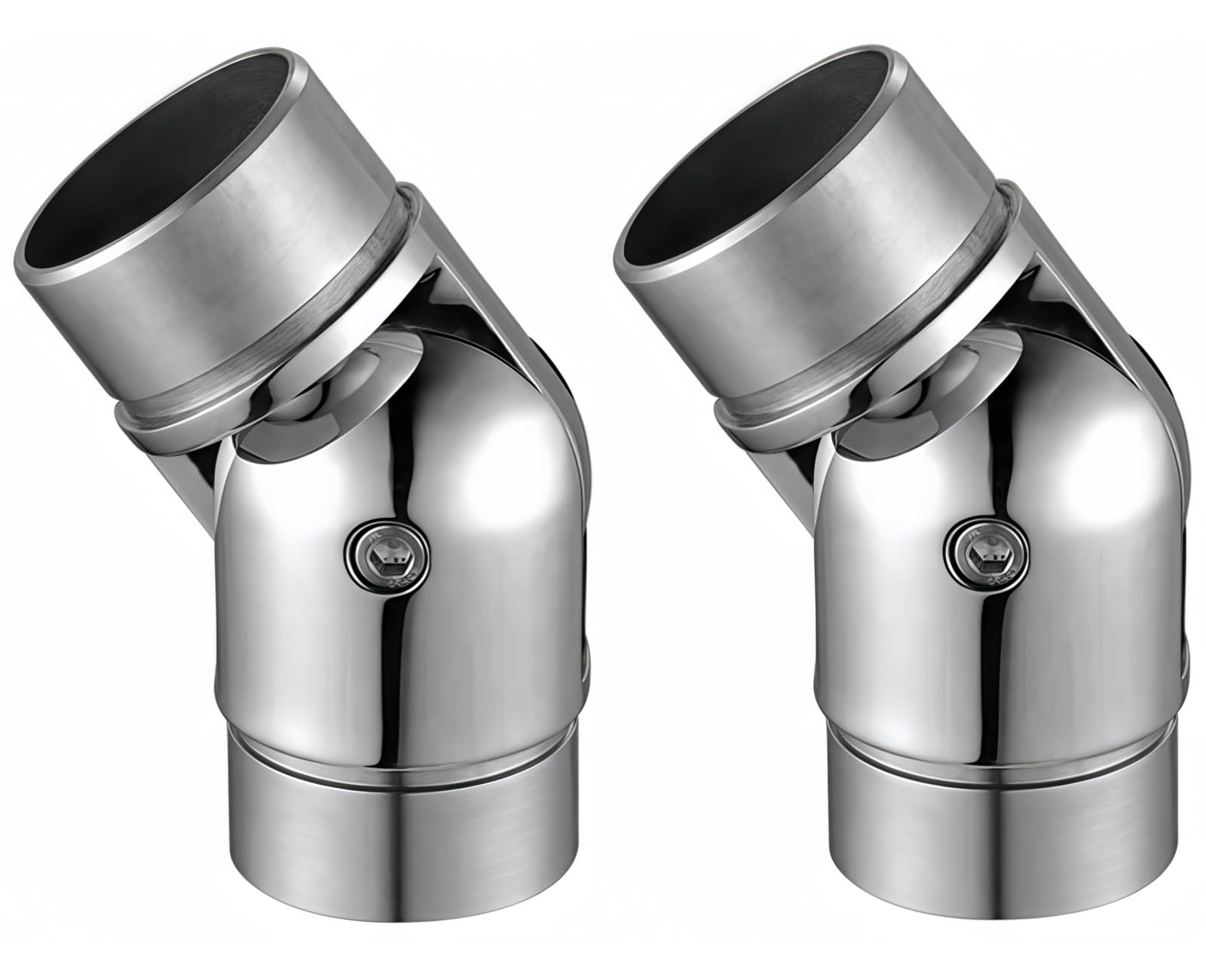 Pack of 2 Stainless Steel Handrail Joint Connectors, Pipe Connector Kit Adjustable Angle Stainless Steel Railing Accessories - Flexible, Stylish and Durable