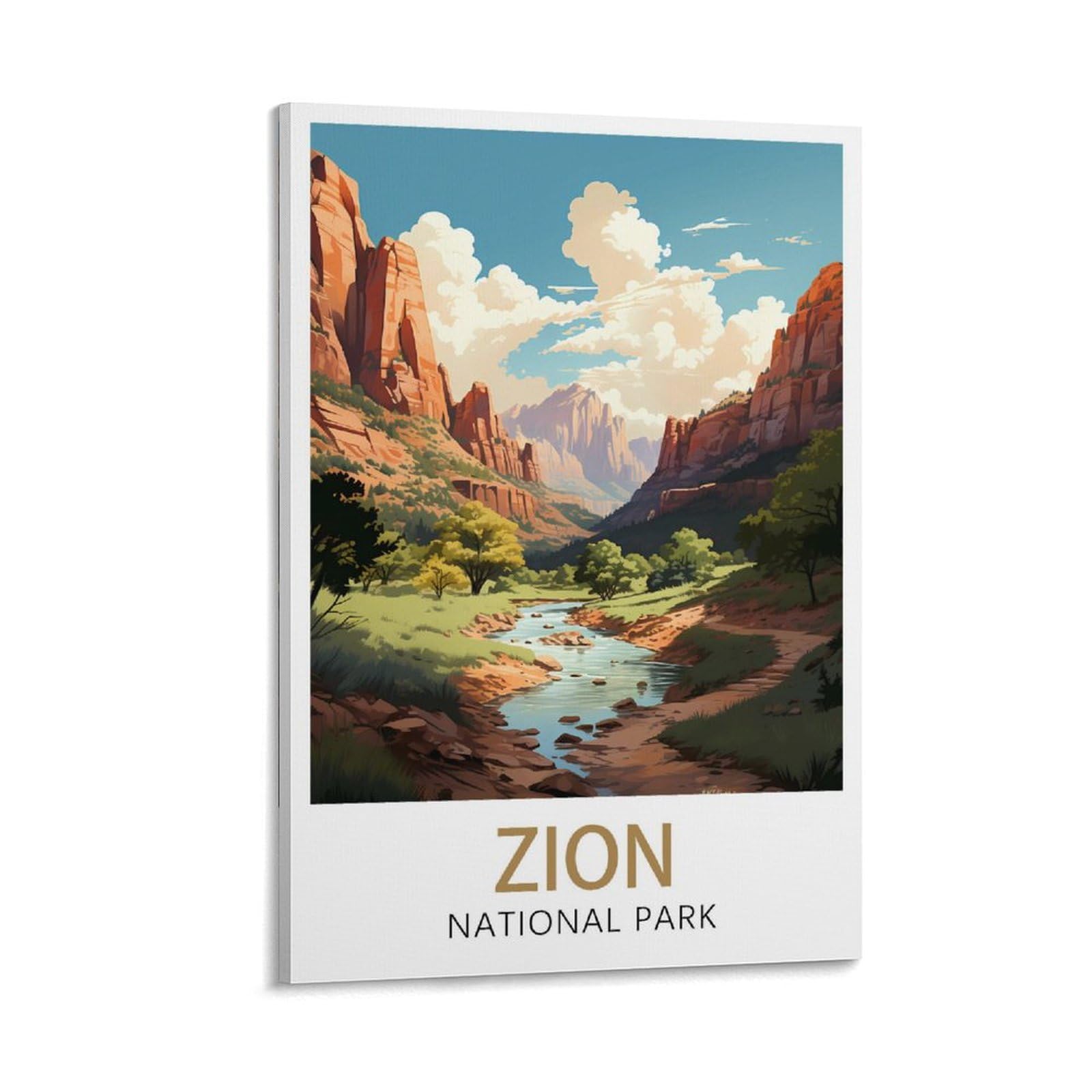 Lnuyitr Frame-Style Zion National Park Vintage Travel Poster 12X18inch(30X45cm) Canvas Art Posters And Wall Art Picture Prints Modern Home Bedroom Decor Posters