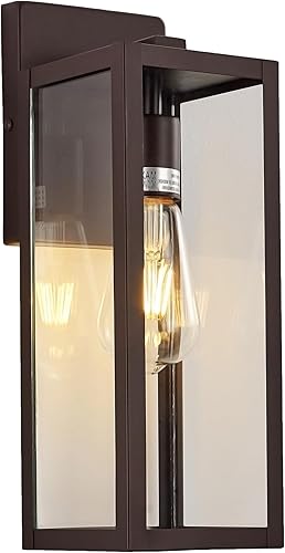 MICSIU Aplique de pared exterior de bronce aceitado, montaje en pared exterior de 14.25 pulgadas, luces de pared impermeables para exteriores, para