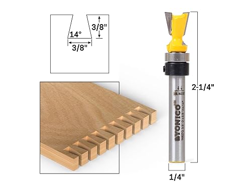Miniatura 12 de YONICO Brocas de enrutador cola de milano 7 grados X 17/32 pulgadas 1/4 pulgadas vástago 14812q