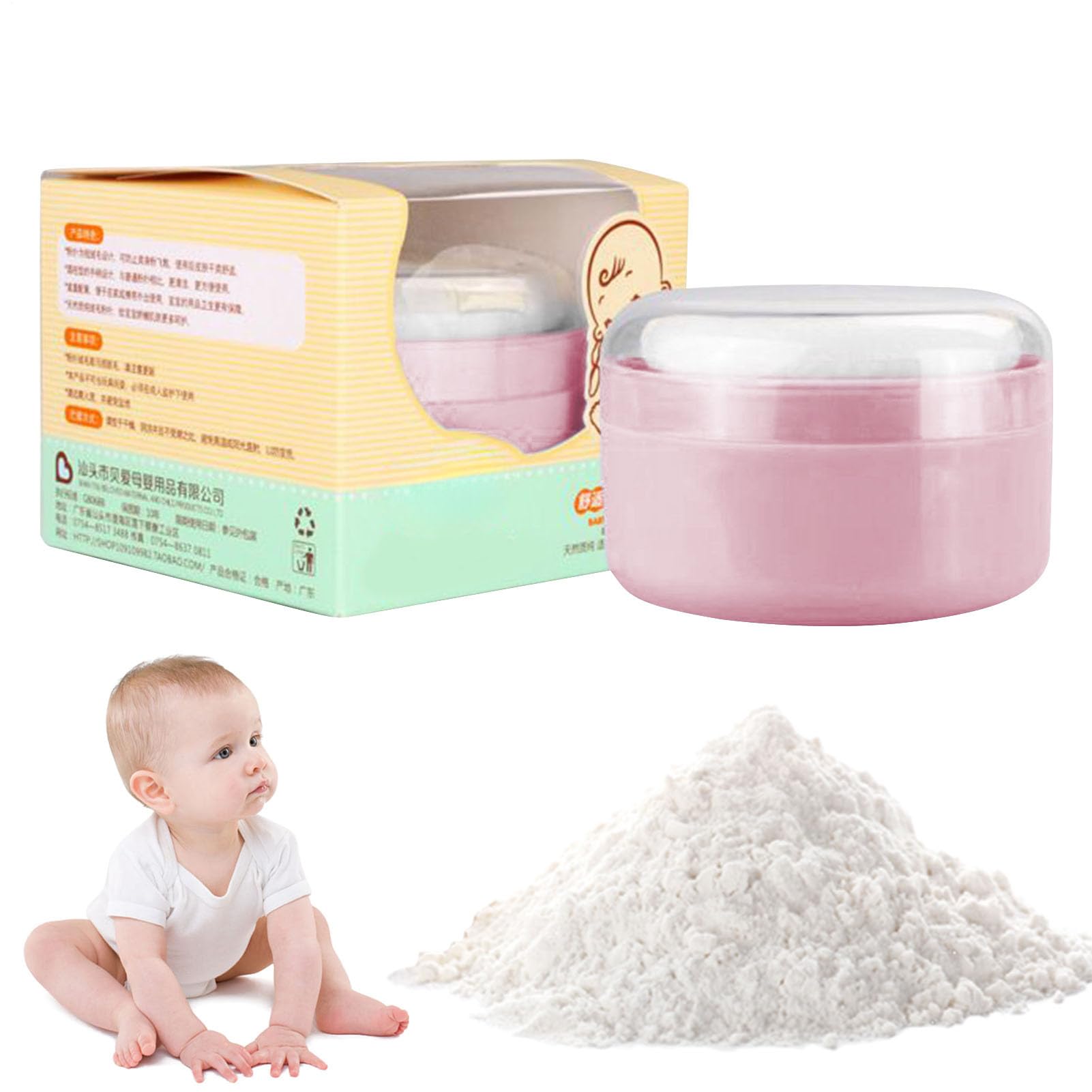 Boîte bouffante en poudre de talc avec applicateur, bébé après-bain poudre poudre poudre récipient de poudre pour les nouveau-nés et les tout-petits, parfait pour voyager