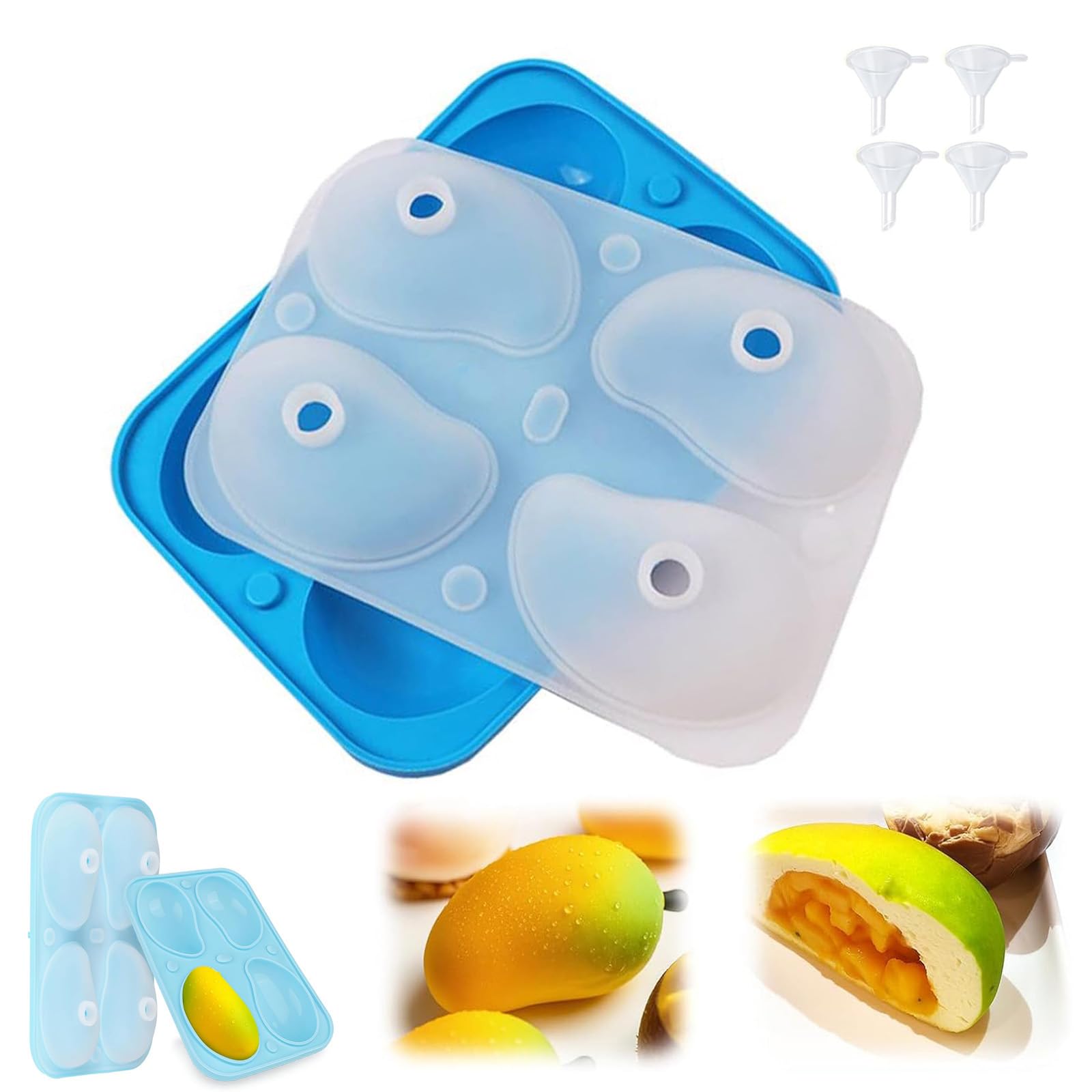 Photo 1 of Mango Shape Silicone Mold - 1Pack 4 Cavity 3D Fruit - Shaped Baking & Dessert Mold - Ideal for Cake,Chocolate,Candy,Ice Cream,Pudding,Jelly,Bakeware,Snacks & Pastries (1, Mango)