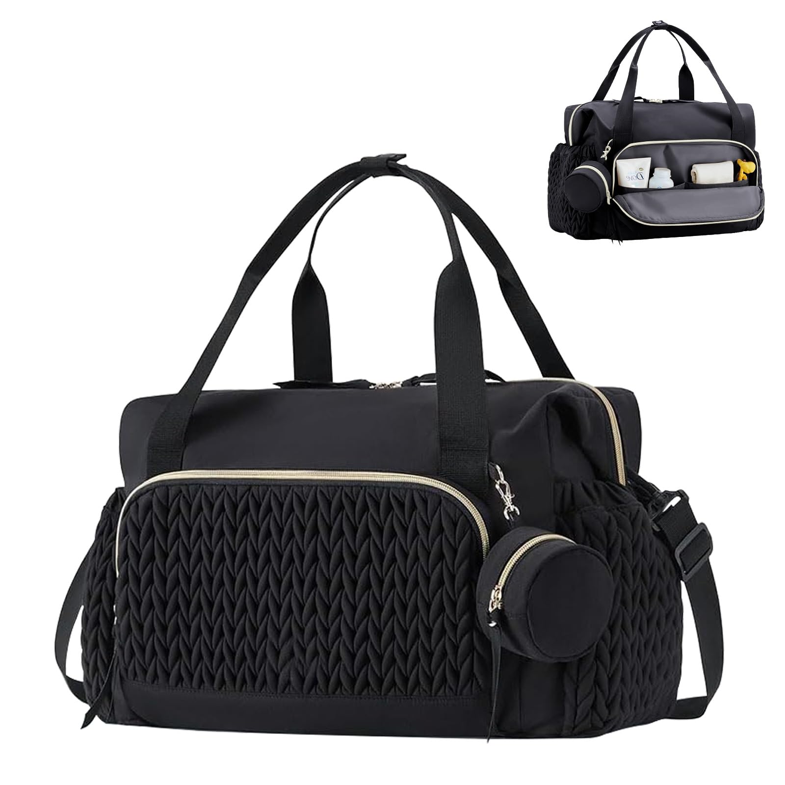 Bolso cambiador multifuncional grande, bolso de hombro con estuche para chupete, bolso cambiador impermeable para viajes, playa, uso diario