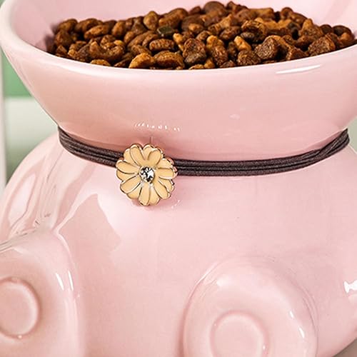 Miniatura 5 de Cuencos elevados de cerámica para gatos de interior de 5.8 pulgadas, lindos cuencos elevados de comida verdes inclinados de 15, aptos para