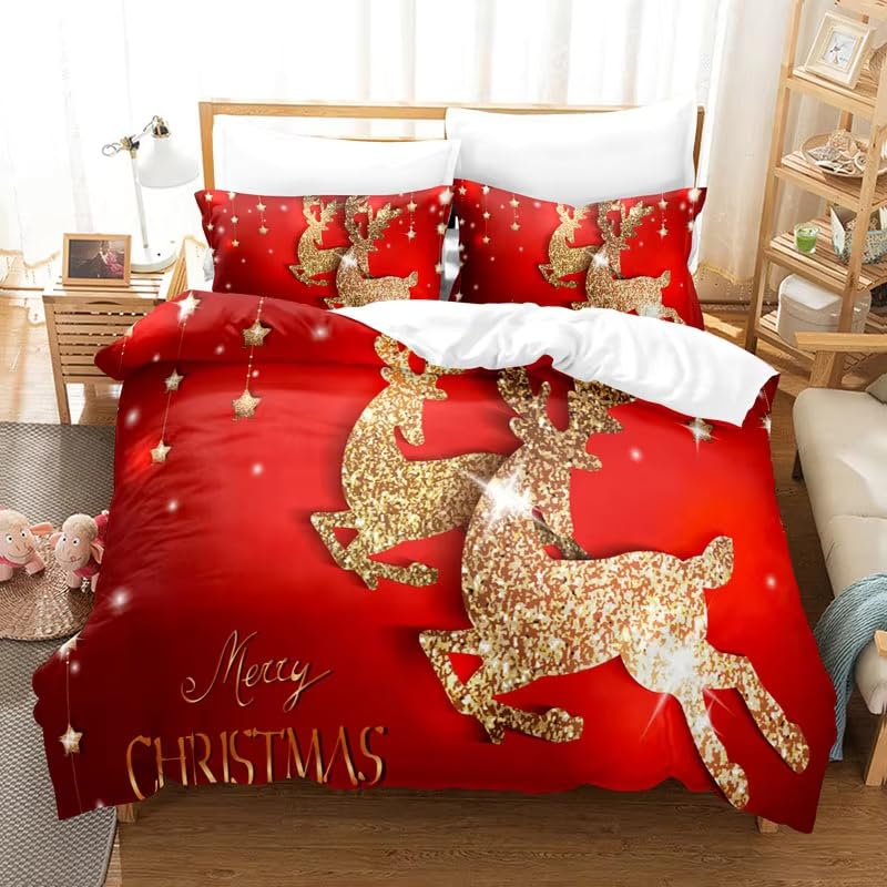 Housse de couette 220x240 cerf anti-plis en microfibre douce pour peau sensible