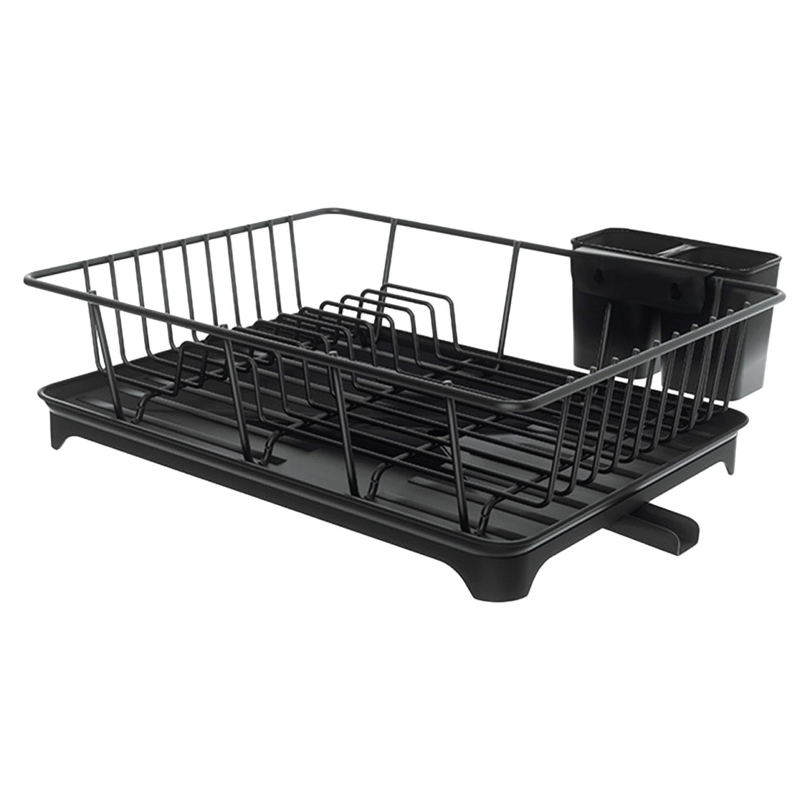 Escurridor de Platos para Encimera de Cocina, Escurridor de Platos, Organizador Multiusos Que Ahorra Espacio, Portavasos con, Negro, Individual