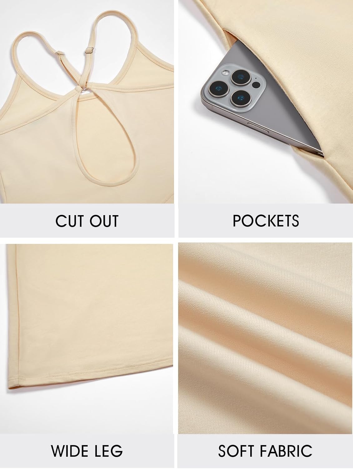 Cicy Bell Womens Casual Wide Leg Jumpsuits Summer Spaghetti Strap Sleeveless Cut Out Loose Long Pant Rompers with Pockets - Image 6