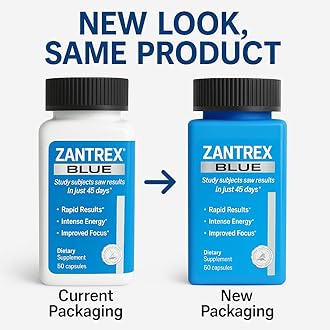 Zantrex Blue Energy & Thermogenesis Boost Energy | Weight Loss Supplement for Appetite Control, Increased Calorie Burn and Supports GLP-1 Levels | 60 Count