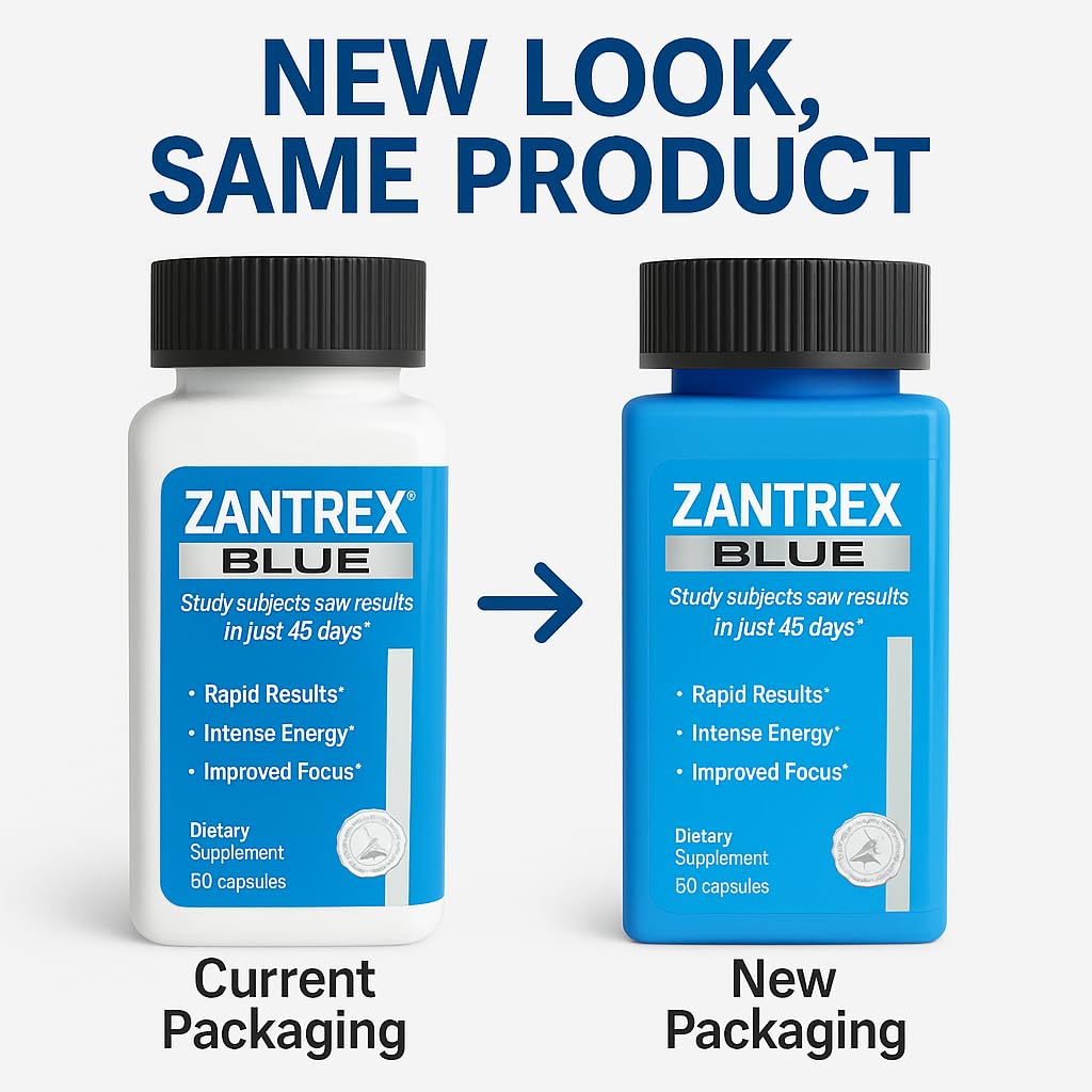 Zantrex Blue Energy & Thermogenesis Boost Energy | Weight Loss Supplement for Appetite Control, Increased Calorie Burn and Supports GLP-1 Levels | 60 Count